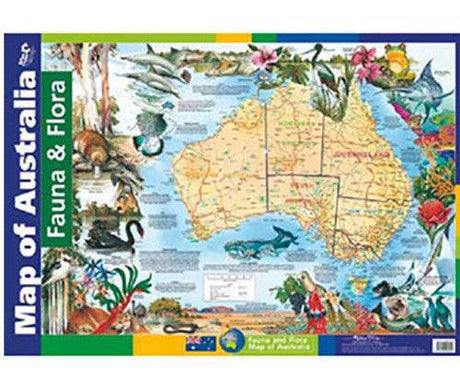 Map of Australia Fauna and Flora Wall Chart - Educational Vantage