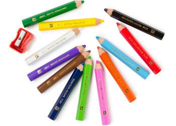 Jumbo Stubby Colouring Pencils Pack 12 & Sharpener - Educational Vantage