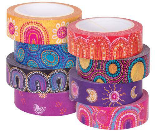 Washi Tape Contemporary Australian Indigenous Pack of 8 - Educational Vantage