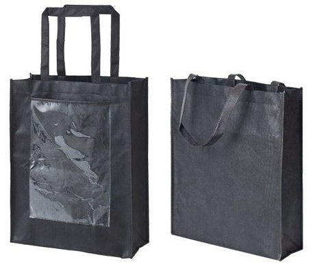 Black Eco Bag with Display Pocket Small Pack of 10 - Educational Vantage