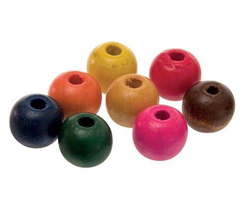 Beads Wooden Assorted Colours Pack of 100 - Educational Vantage