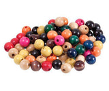 Beads Wooden Assorted Colours Pack of 100 - Educational Vantage