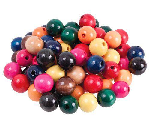 Beads Wooden Assorted Colours Pack of 100 - Educational Vantage