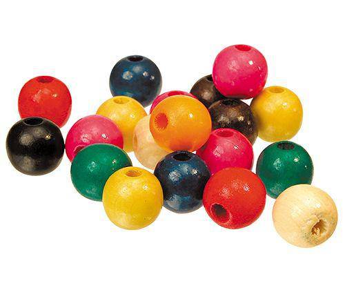 Beads Wooden Assorted Colours Pack of 100 - Educational Vantage