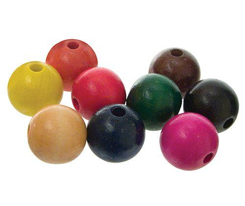 Beads Wooden Assorted Colours Pack of 100 - Educational Vantage