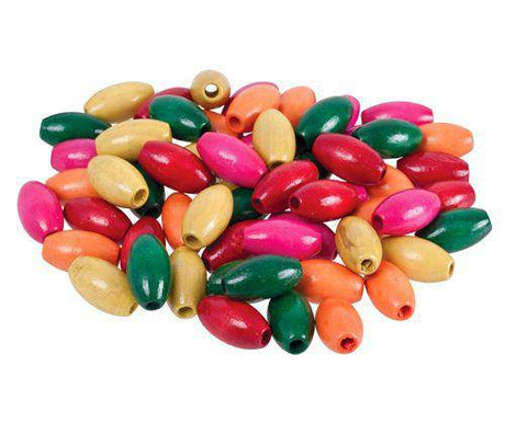 Beads Wooden Oval 14x25mm Assorted Pack of 100 - Educational Vantage