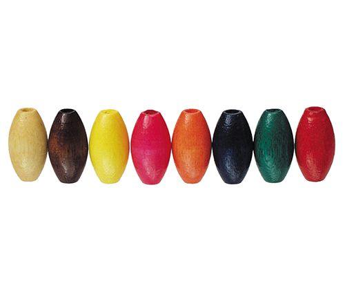 Beads Wooden Oval 14x25mm Assorted Pack of 100 - Educational Vantage