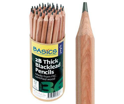 Pencils Blacklead Thick 2B Pack of 36 - Educational Vantage