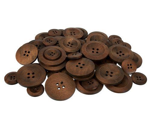 Wooden Buttons Assorted Pack of 50 - Educational Vantage