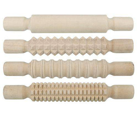 Pattern Rolling Pins Wooden Pack of 4 - Educational Vantage