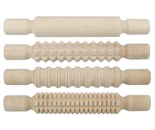 Pattern Rolling Pins Wooden Pack of 4 - Educational Vantage