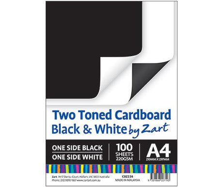 Two Toned Cardboard Black and White by Zart Pack of 100 - Educational Vantage