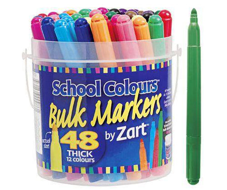 School Colours Thick Markers Pack of 48 - Educational Vantage