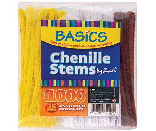 Basics Chenille Stems 15cm Pack of 1000 - Educational Vantage