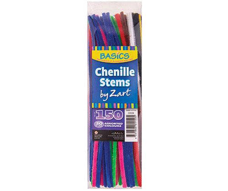 Basics Chenille Stems Coloured 30cm Pack of 150 - Educational Vantage