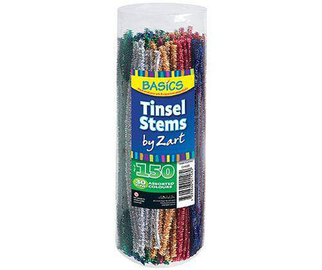 Basics Coloured Tinsel Stems 30cm Pack of 150 - Educational Vantage