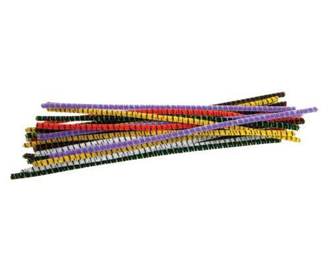 Chenille Stems Striped 6mm x 30cm Pack of 100 - Educational Vantage