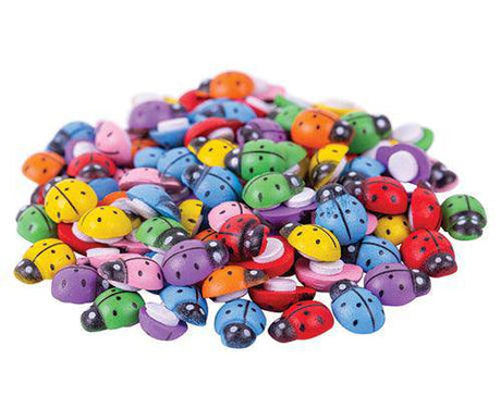 Coloured Wooden Ladybugs Pack of 200 - Educational Vantage