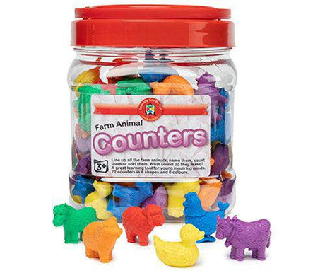 Farm Animal Counters Jar Pack of 72 - Educational Vantage