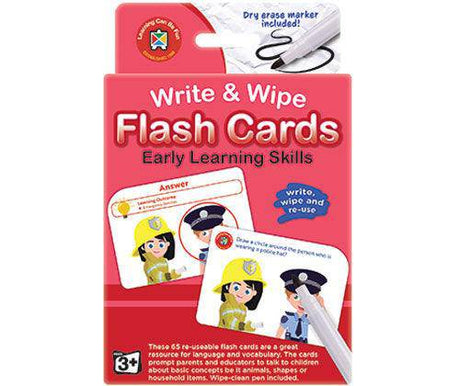 Write and Wipe Flash Cards Early Learning Skills with Marker - Educational Vantage