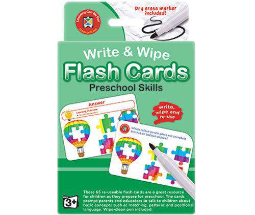 Write and Wipe Flash Cards Preschool Skills with Marker - Educational Vantage