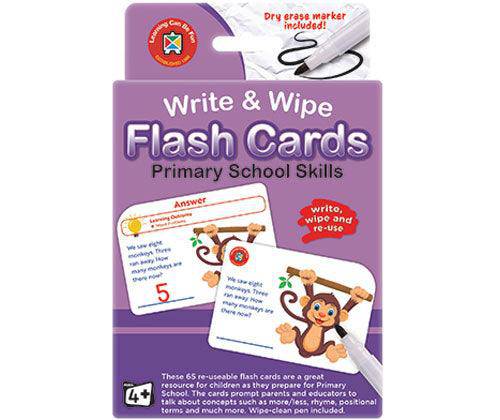 Write and Wipe Flash Cards Primary School Skills with Marker - Educational Vantage