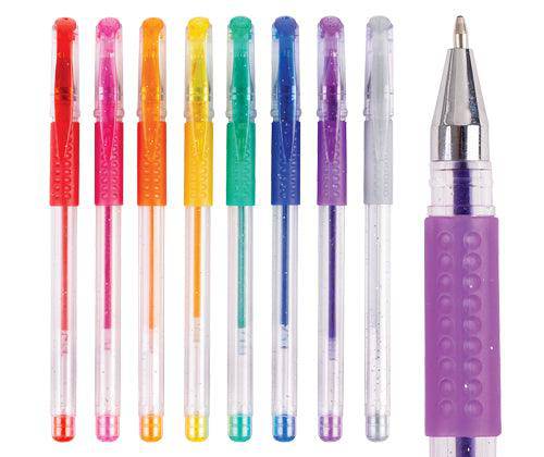 Basics Coloured Glitter Pens Pack of 8 - Educational Vantage