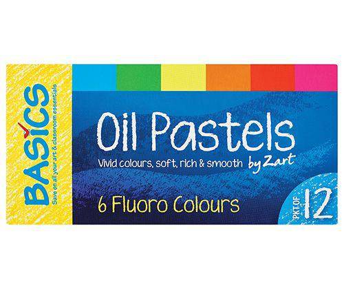 Basics Oil Pastels Fluorescent Colours Pack of 12 - Educational Vantage