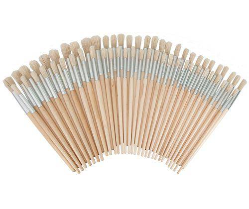 Hog Hair Assorted Size Bristle Brushes Pack of 60 - Educational Vantage