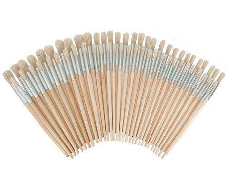 Hog Hair Assorted Size Bristle Brushes Pack of 60 - Educational Vantage