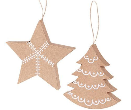 3D Tree and Star Ornaments Pack of 10 - Educational Vantage