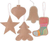 Stitched Kraft Christmas Ornaments Pack of 10 - Educational Vantage