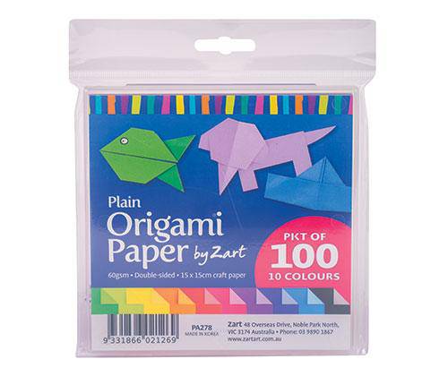 Origami Paper 15x15cm Plain Pack of 100 - Educational Vantage