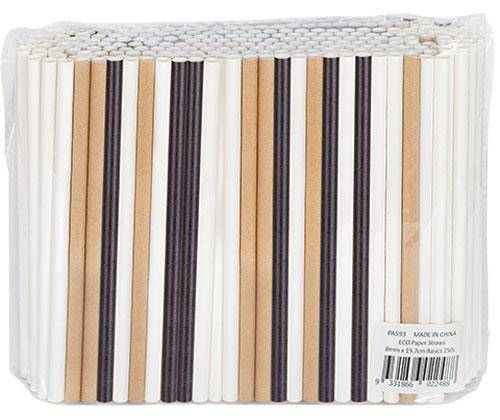 ECO Paper Straws 8mm x 19.7cm Basics Pack of 250 - Educational Vantage