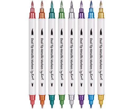 Dual Tip Metallic Coloured Markers Pack of 8 - Educational Vantage