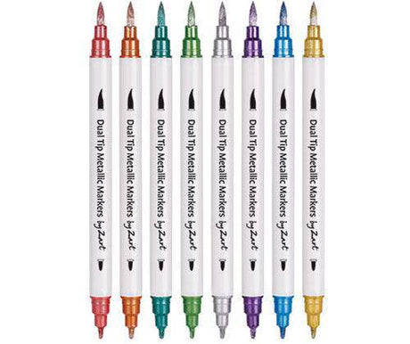 Dual Tip Metallic Coloured Markers Pack of 8 - Educational Vantage