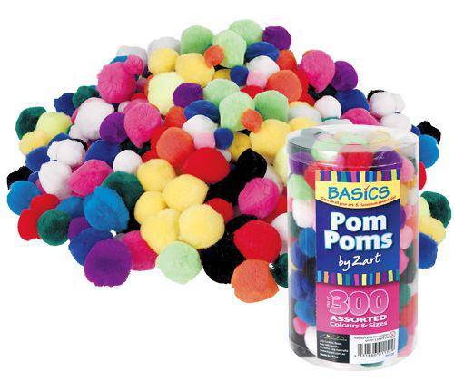 Basics Pom Poms Assorted Pack of 300 - Educational Vantage