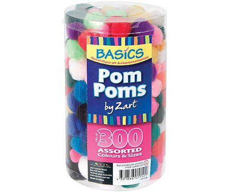 Basics Pom Poms Assorted Pack of 300 - Educational Vantage