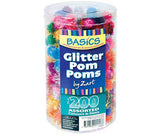 Basics Pom Poms Glitter Colours Pack of 200 - Educational Vantage