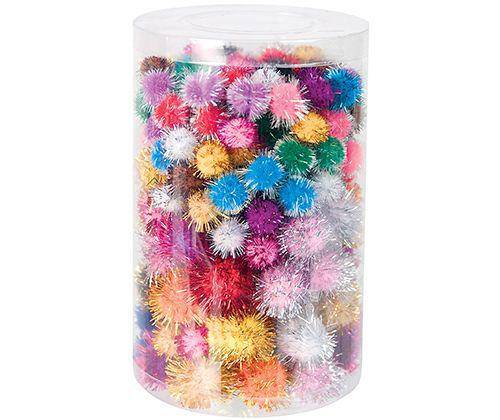 Basics Pom Poms Glitter Colours Pack of 200 - Educational Vantage