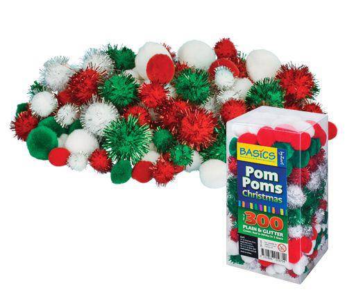 Pom Poms Christmas Colours Pack of 300 - Educational Vantage