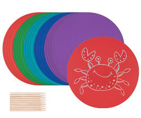 Scratch Coloured Circles 20cm Pack of 20 - Educational Vantage