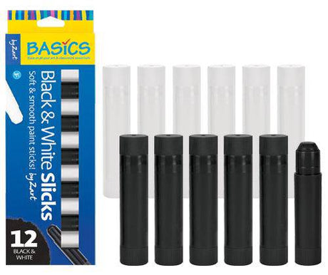 Slicks by Zart Black and White Pack of 12 - Educational Vantage