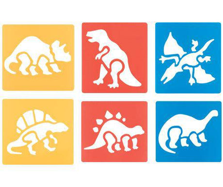 Dinosaur Stencils 15.2 x 15.2cm Pack of 6 - Educational Vantage