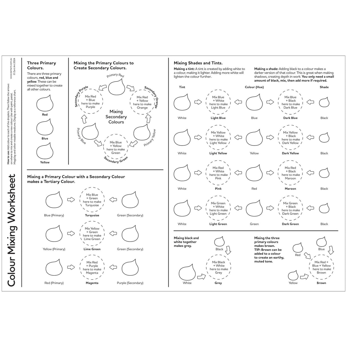 Colour Mixing Worksheet Pack of 10 - Educational Vantage