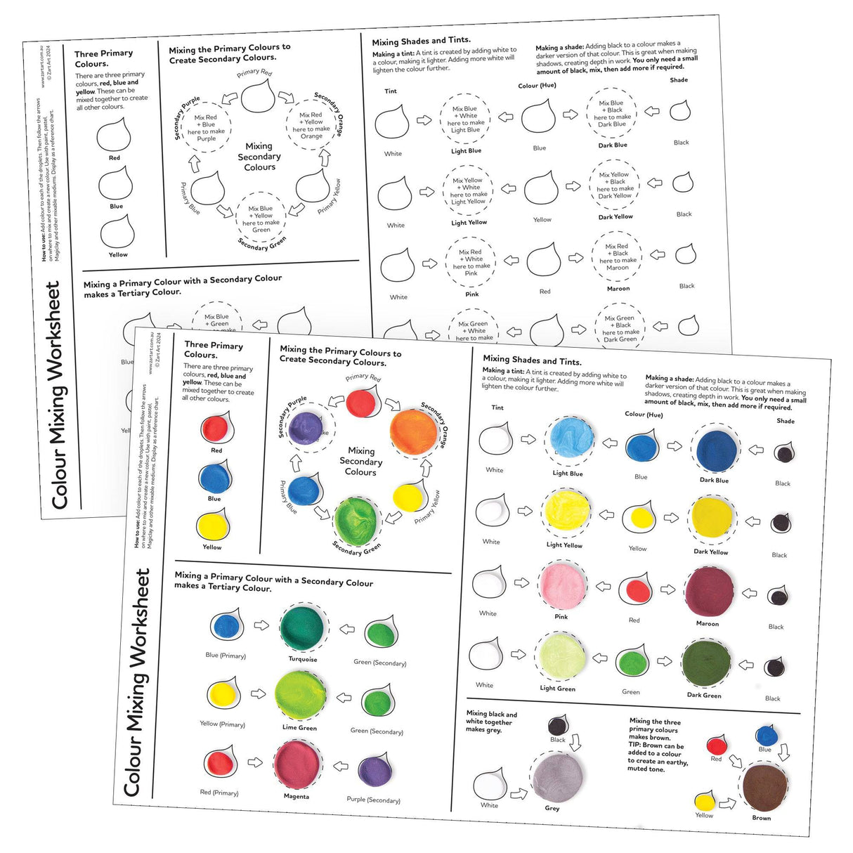 Colour Mixing Worksheet Pack of 10 - Educational Vantage