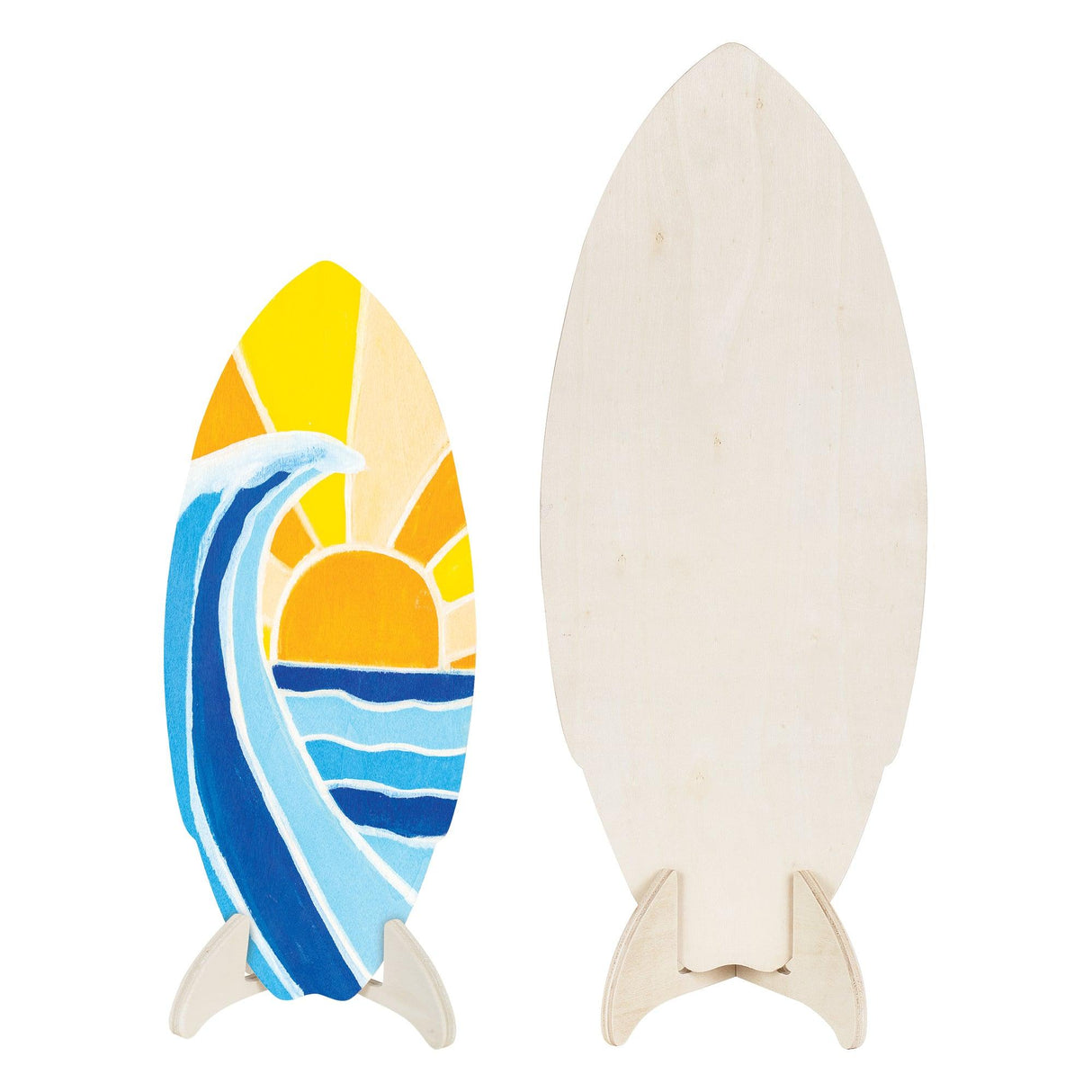 Wooden Surfboard with Stand - Educational Vantage