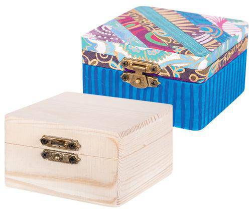 Wooden Jewellery Box Square Mini 7.8 x 7.8 x 4.5cm - Educational Vantage