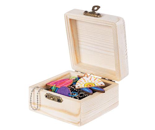 Wooden Jewellery Box Square Mini 7.8 x 7.8 x 4.5cm - Educational Vantage