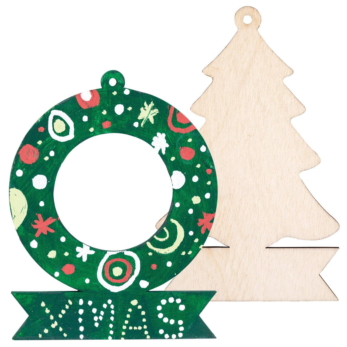 Wooden Wreath and Tree with Banner Pack of 12 - Educational Vantage